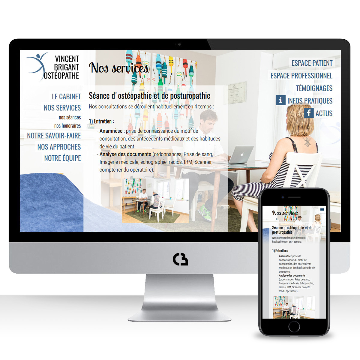Réalisation complète du site internet de Vincent Brigant ostéopathe